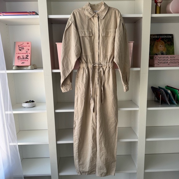 GOOD AMERICAN Beige Cinched Utilitarian Jumpsuit - Picture 4 of 6